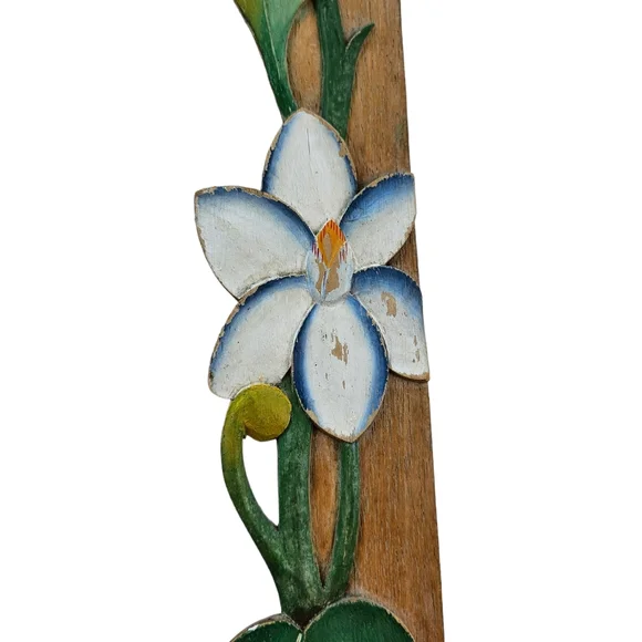 Vintage Tropical Bird & Flowers Wood Frame 11 3/4" x 20" - Picture 5 of 12